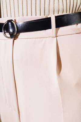 Kemerli Havuç Model Pantolon Latte - Pantolon