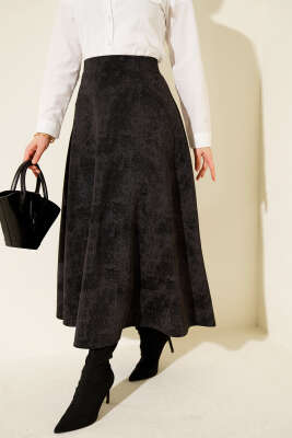 Kendinden Desenli Scuba Etek Siyah