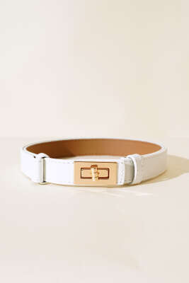 Kilit Tokalı Ayarlı Kemer Beyaz - DESREE KEMER