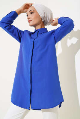 Klasik Yakalı Oval Kesim Saks Gömlek