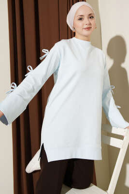 Kolları Fiyonk Detaylı Tunik Bebe Mavi - Tunik