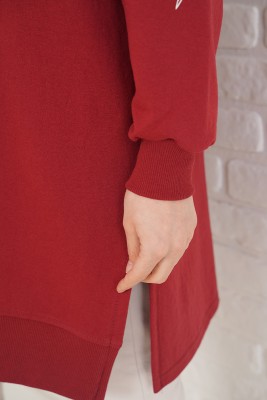 Kolu Çiçek Baskılı Burgonya Tunik - Tunik