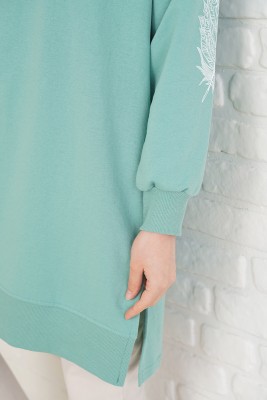 Kolu Çiçek Baskılı Çağla Yeşili Tunik - Tunik
