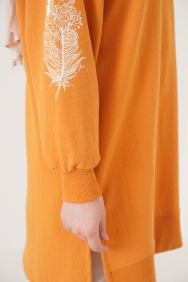 Kolu Çiçek Baskılı Hardal Tunik - Tunik