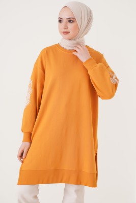Kolu Çiçek Baskılı Hardal Tunik 