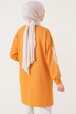 Kolu Çiçek Baskılı Hardal Tunik - Tunik