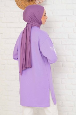 Kolu Çiçek Baskılı Lila Tunik - Tunik
