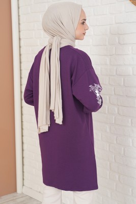 Kolu Çiçek Baskılı Mor Tunik - Tunik