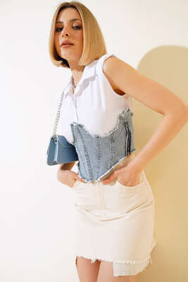 Kot Garnili Vatkalı Crop Çizgili - TİLLE