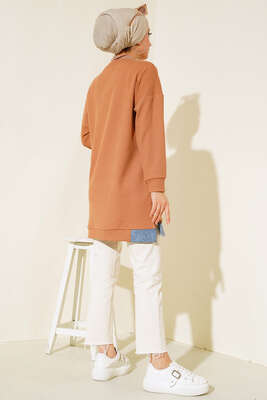 Kot Ve Taş Detaylı Tunik Camel - Tunik