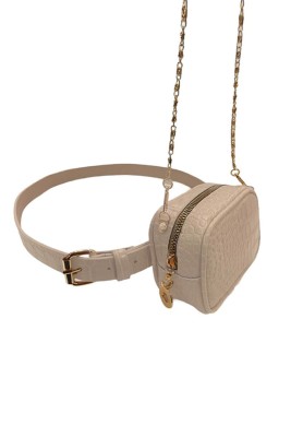 Kroko Desen Bej Bel Çantası