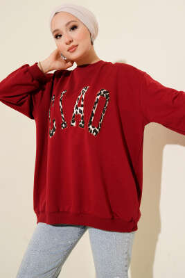 Leopar Ciao Baskılı Tunik Bordo 