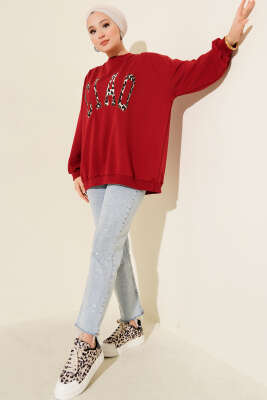 Leopar Ciao Baskılı Tunik Bordo - Tunik