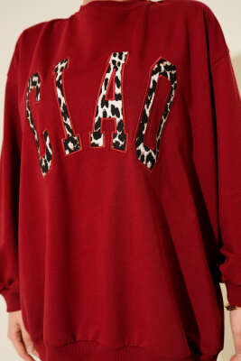 Leopar Ciao Baskılı Tunik Bordo - Tunik