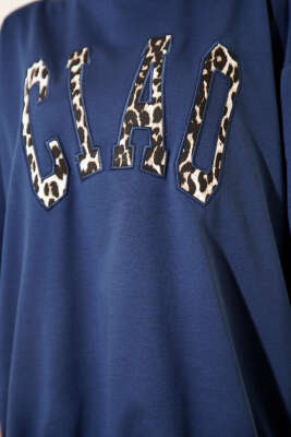 Leopar Ciao Baskılı Tunik Lacivert - Tunik