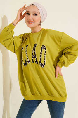 Leopar Ciao Baskılı Tunik Yağ Yeşili 