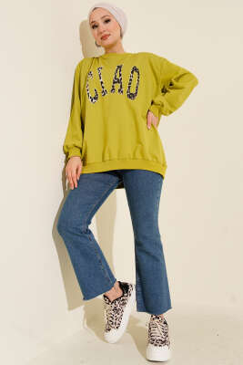 Leopar Ciao Baskılı Tunik Yağ Yeşili - Tunik