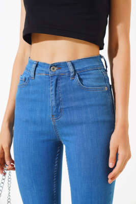Likralı Skinny Jean Pantolon Kot Mavisi - Kadın Giyim Modelleri