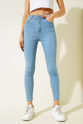 Likralı Skinny Jean Pantolon Mavi - Kadın Giyim Modelleri
