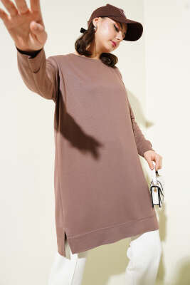 Loyşa Armalı Basic Tunik Kahve - ELFİDA TEKSTİL