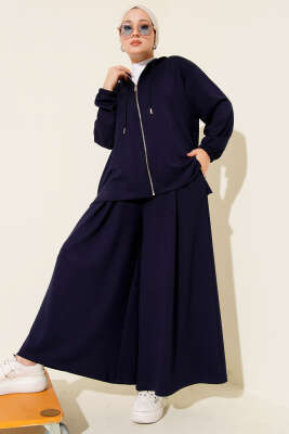 Loyşa Basic Fermuarlı Kapüşonlu İkili Takım Lacivert