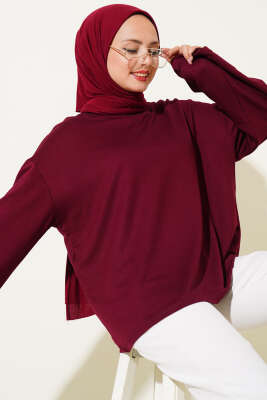 Loyşa Düşük Omuz Basic Tunik Bordo 