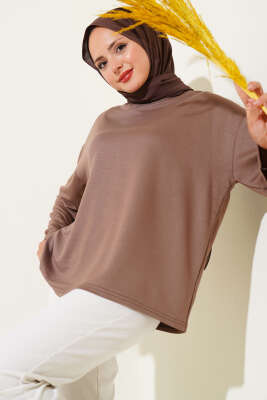 Loyşa Düşük Omuz Basic Tunik Vizon 