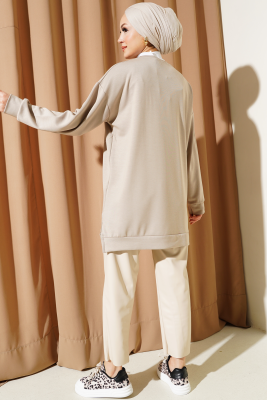 Loyşa W Leopar Nakışlı Tunik Bej - Tunik
