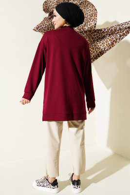 Loyşa W Leopar Nakışlı Tunik Bordo - Tunik
