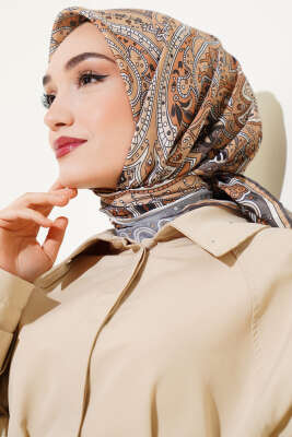 Mandala Desen Soft Eşarp Camel - Başörtüsü