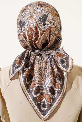 Mandala Desen Soft Eşarp Camel - Başörtüsü