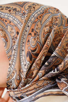 Mandala Desen Soft Eşarp Camel - Başörtüsü