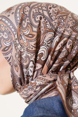 Mandala Desen Soft Eşarp Latte - Başörtüsü