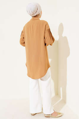 Manşet Büzgülü Tunik Camel - Gömlek