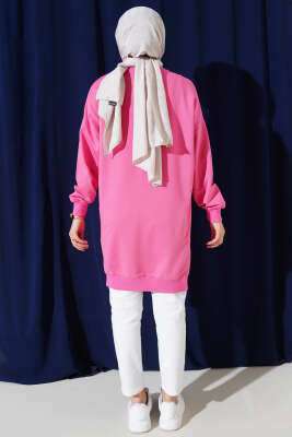 Metal Aksesuarlı Salaş Tunik Pembe - Tunik