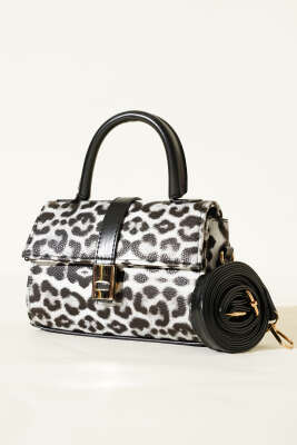 Mıknatıslı El Çantası Leopar Siyah 