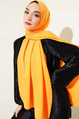 Mini Çiçekli Jakar Şal Oranj -135 - Başörtüsü