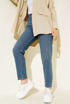 Mini Taşlı Kot Pantolon Tintli - HEPYEK