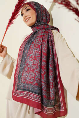 Minik Çiçek Motifli Soft Şal Bordo