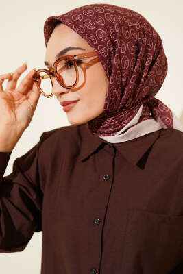 MK Desen Soft Eşarp Kahve 