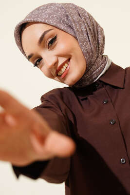 MK Desen Soft Eşarp Koyu Vizon 