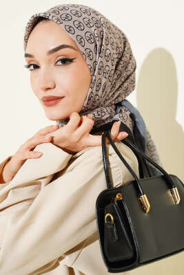 MK Desen Soft Eşarp Siyah Vizon - MODA KAŞMİR