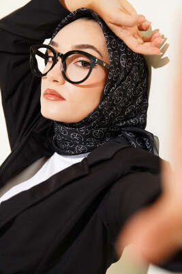 MK Desen Soft Eşarp Siyah 