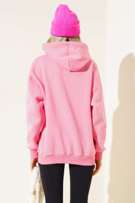 More Baskılı Şardonlu Sweatshirt Pembe - Kadın Giyim Modelleri
