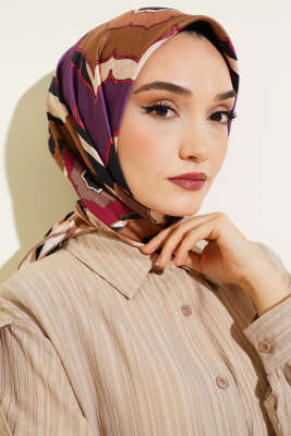 Motifli Rayon Eşarp Latte - Başörtüsü