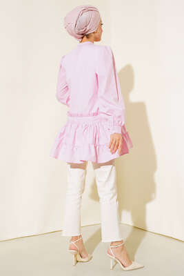 Nervül Detaylı Tunik Pembe - Tunik