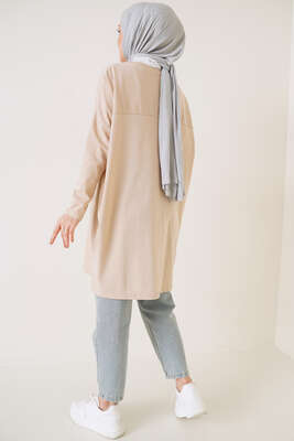 New York Kabartma Desenli Tunik Camel - Tunik