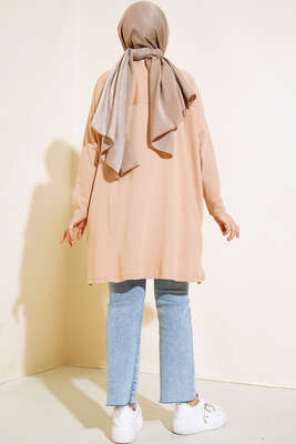 New York Kabartma Desenli Tunik Latte - Tunik