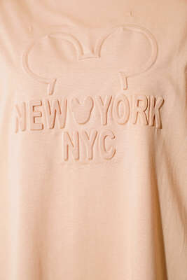 New York Kabartma Desenli Tunik Latte - Tunik