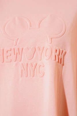 New York Kabartma Desenli Tunik Somon - Tunik